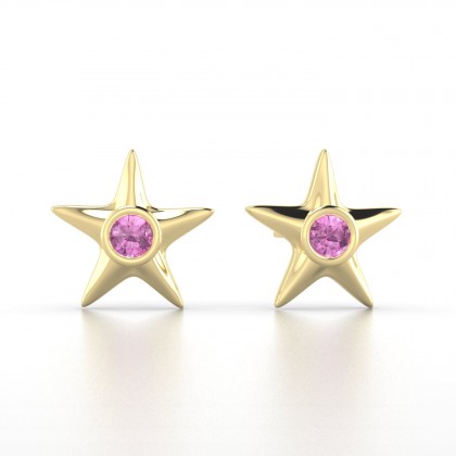 Starla Boucles d'oreilles Saphir rose en Or jaune 18k
