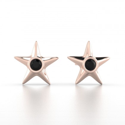 Starla Boucles d'oreilles Diamant noir en Or rose 18k
