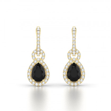 Sublime Boucles d'oreilles Diamant noir en Or jaune 18k