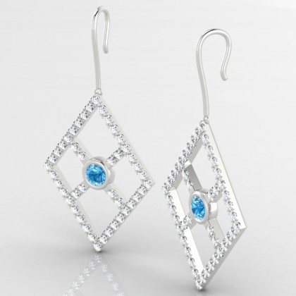 Symétrie Boucles d'oreilles Topaze en Argent 925