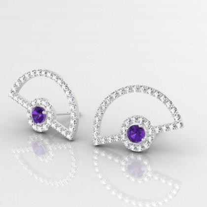 Tamara Boucles d'oreilles Améthyste en Or blanc 18k