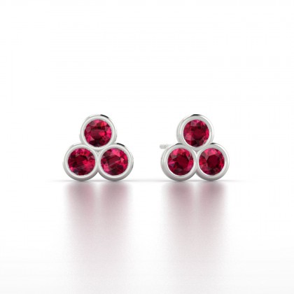 Triade Boucles d'oreilles Rubis en Argent 925