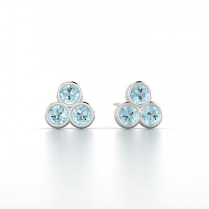 Triade Boucles d'oreilles Aigue-marine en Or blanc 18k