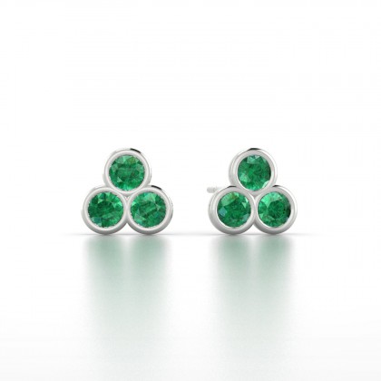 Triade Boucles d'oreilles Emeraude en Or blanc 18k