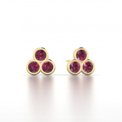 Triade Boucles d'oreilles Grenat en Or jaune 18k