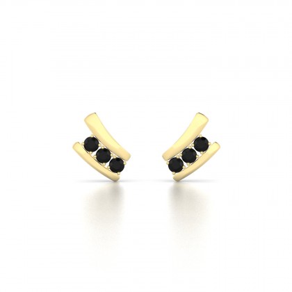 Trio Boucles d'oreilles Diamant noir en Or jaune 18k