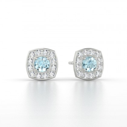 Valentine Boucles d'oreilles Aigue-marine en Argent 925