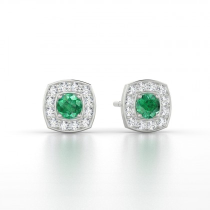 Valentine Boucles d'oreilles Emeraude en Or blanc 18k