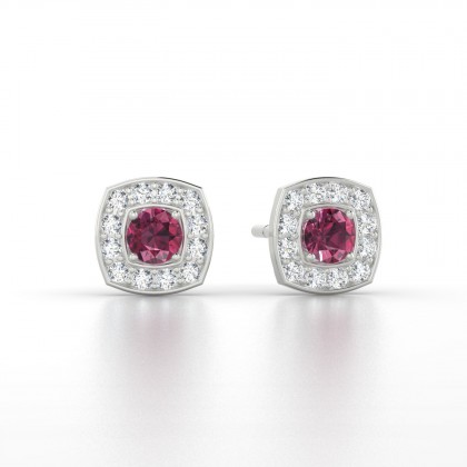 Valentine Boucles d'oreilles Grenat en Or blanc 18k
