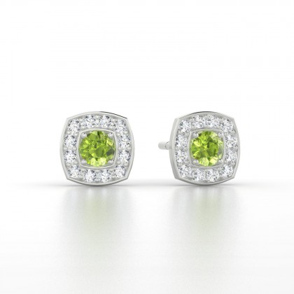 Valentine Boucles d'oreilles Péridot en Or blanc 18k