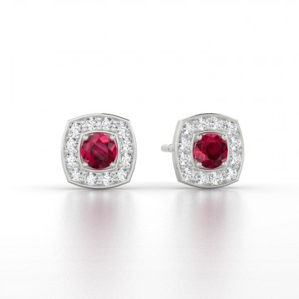 Valentine Boucles d'oreilles Rubis en Or blanc 18k