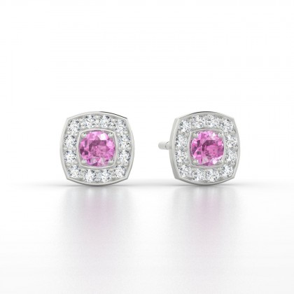 Valentine Boucles d'oreilles Saphir rose en Or blanc 18k