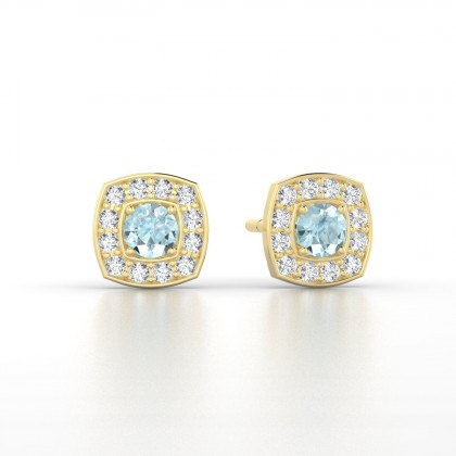 Valentine Boucles d'oreilles Aigue-marine en Or jaune 18k