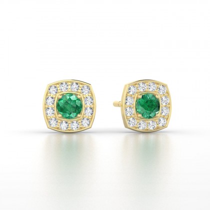 Valentine Boucles d'oreilles Emeraude en Or jaune 18k