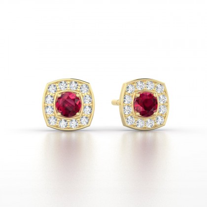 Valentine Boucles d'oreilles Rubis en Or jaune 18k