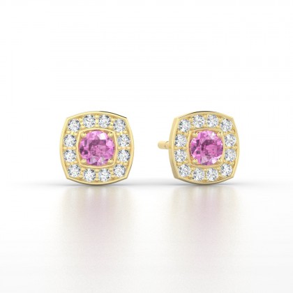 Valentine Boucles d'oreilles Saphir rose en Or jaune 18k