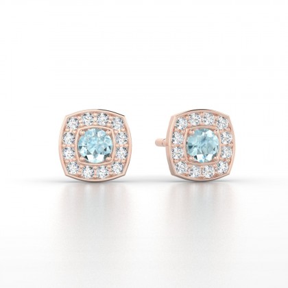 Valentine Boucles d'oreilles Aigue-marine en Or rose 18k