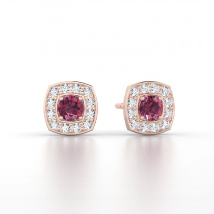 Valentine Boucles d'oreilles Grenat en Or rose 18k