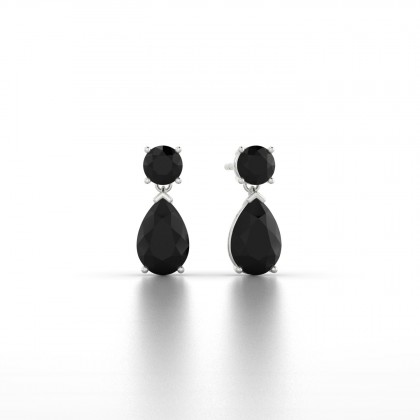 Yvette Boucles d'oreilles Diamant noir en Argent 925