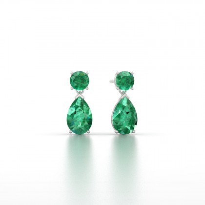 Yvette Boucles d'oreilles Emeraude en Argent 925