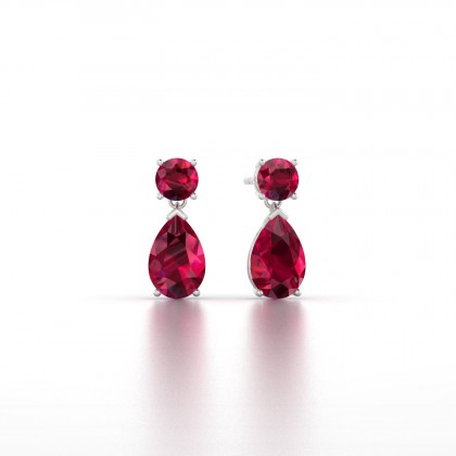 Yvette Boucles d'oreilles Rubis en Or blanc 18k