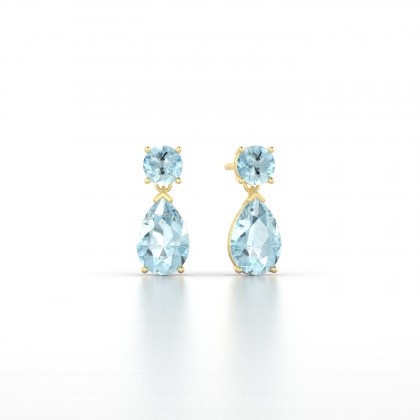 Yvette Boucles d'oreilles Aigue-marine en Or jaune 18k