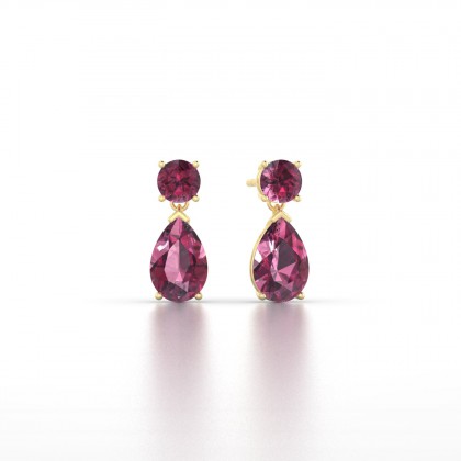 Yvette Boucles d'oreilles Grenat en Or jaune 18k