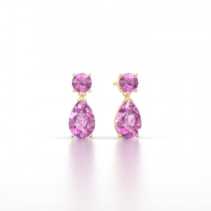 Yvette Boucles d'oreilles Saphir rose en Or jaune 18k