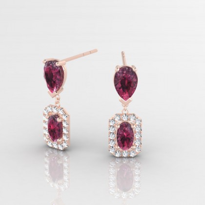 Yvonne Boucles d'oreilles Grenat en Or rose 18k