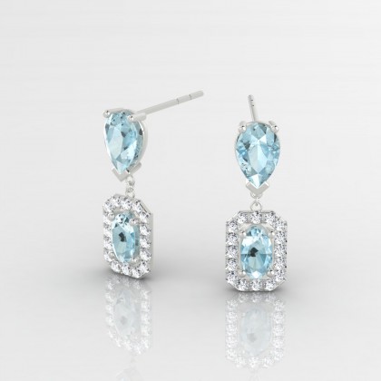 Yvonne Boucles d'oreilles Aigue-marine en Or blanc 18k