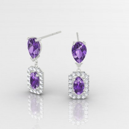 Yvonne Boucles d'oreilles Améthyste en Or blanc 18k