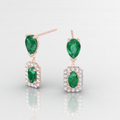 Yvonne Boucles d'oreilles Emeraude en Or rose 18k