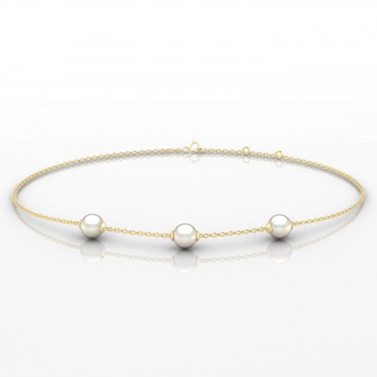Hinaiti Bracelet Perle d'eau douce Blanche en Or jaune 18k