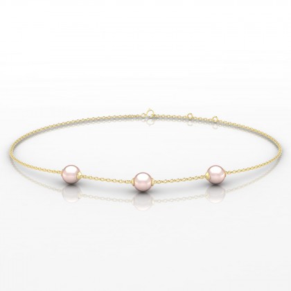 Hinaiti Bracelet Perle d'eau douce Rose en Or jaune 18k