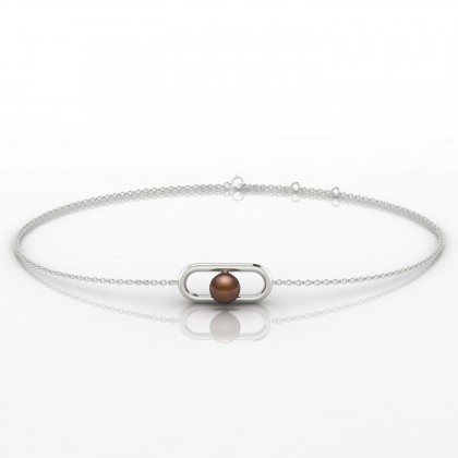 Terava Bracelet Perle d'eau douce Chocolat en Or blanc 18k