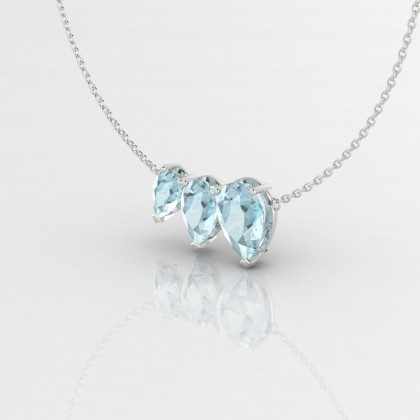 Calypso Pendentif Aigue-marine en Or blanc 18k