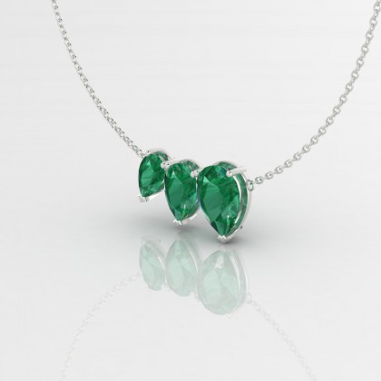 Calypso Pendentif Emeraude en Or blanc 18k