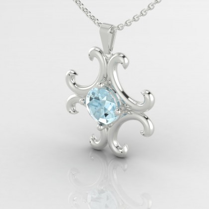 Coquette Pendentif Aigue-marine en Or blanc 18k