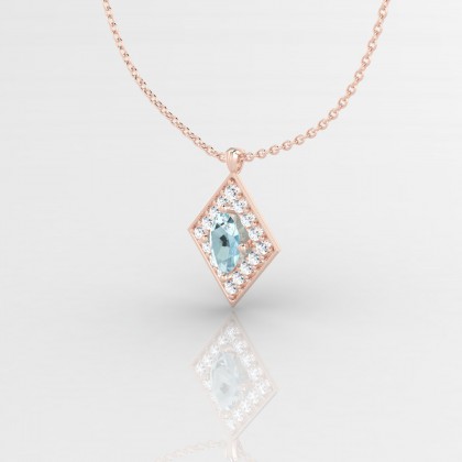 Gloria Pendentif Aigue-marine en Or rose 18k