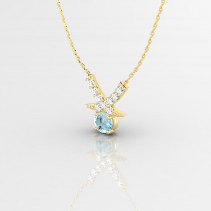Octavie Pendentif Aigue-marine en Or jaune 18k