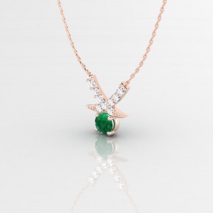 Octavie Pendentif Emeraude en Or rose 18k