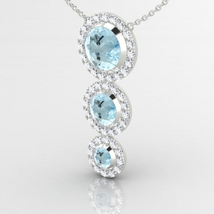 Régine Pendentif Aigue-marine en Or blanc 18k