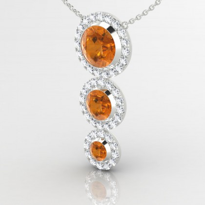 Régine Pendentif Citrine en Or blanc 18k