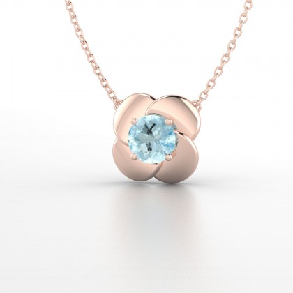 Anémone Pendentif Aigue-marine en Or rose 18k