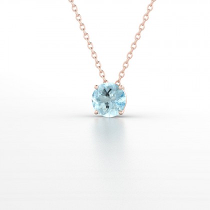 Annaëlle Pendentif Aigue-marine en Or rose 18k