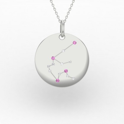 Aquarius Pendentif Saphir rose en Or blanc 18k
