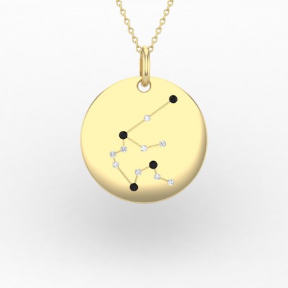 Aquarius Pendentif Diamant noir en Or jaune 18k