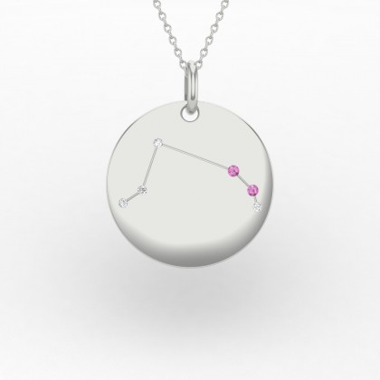 Aries Pendentif Saphir rose en Or blanc 18k
