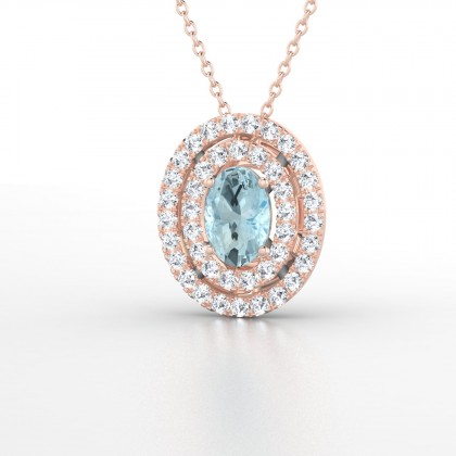 Armance Pendentif Aigue-marine en Or rose 18k