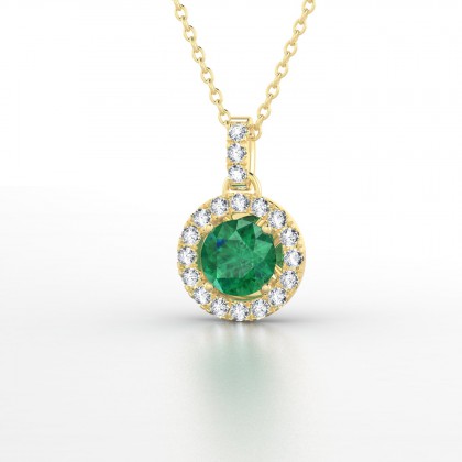 Aurélia Pendentif Emeraude en Or jaune 18k